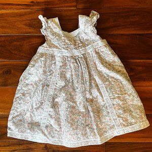 12M Piper & Posie Pink/White/Grey Floral Dress with Lace Detail